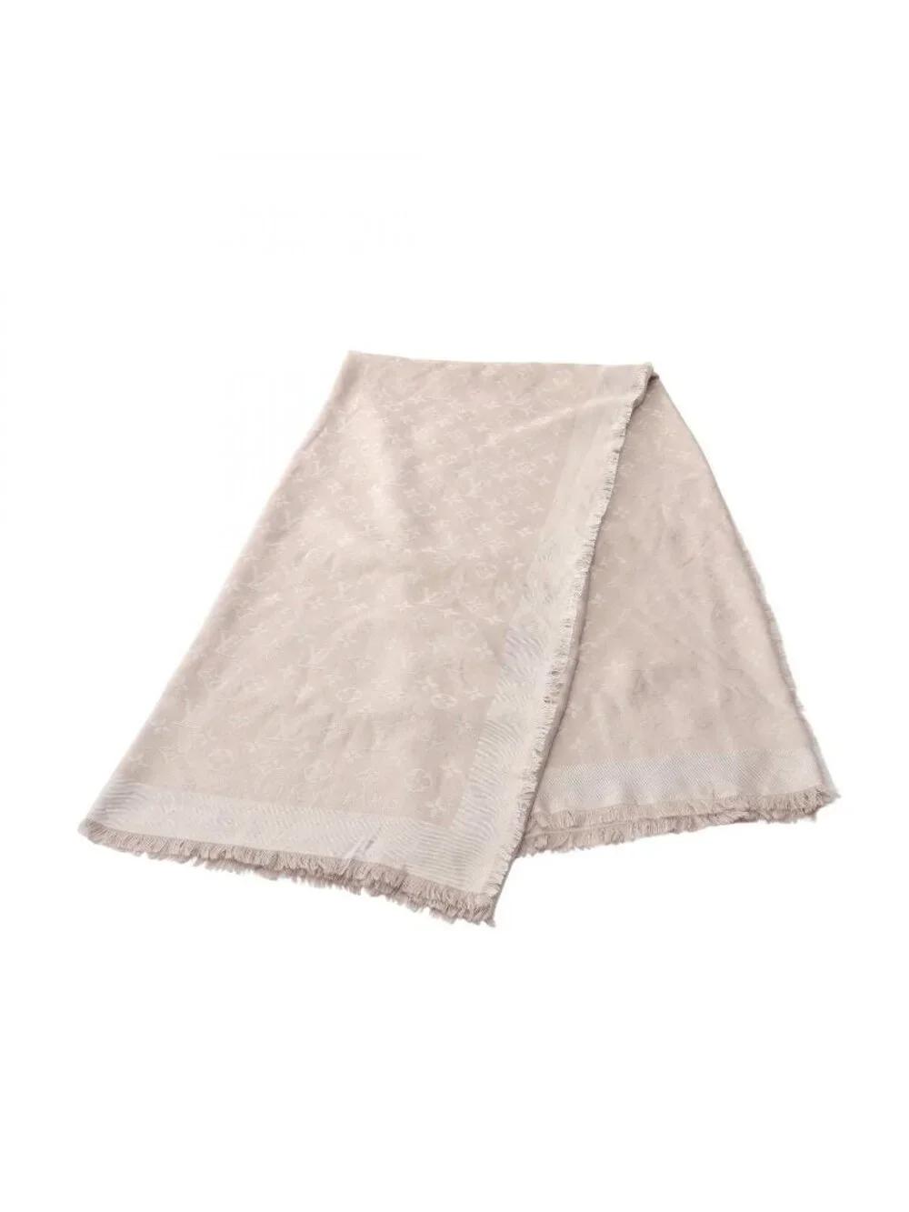 Louis Vuitton Shawl Monogram Gray Silk Scarf